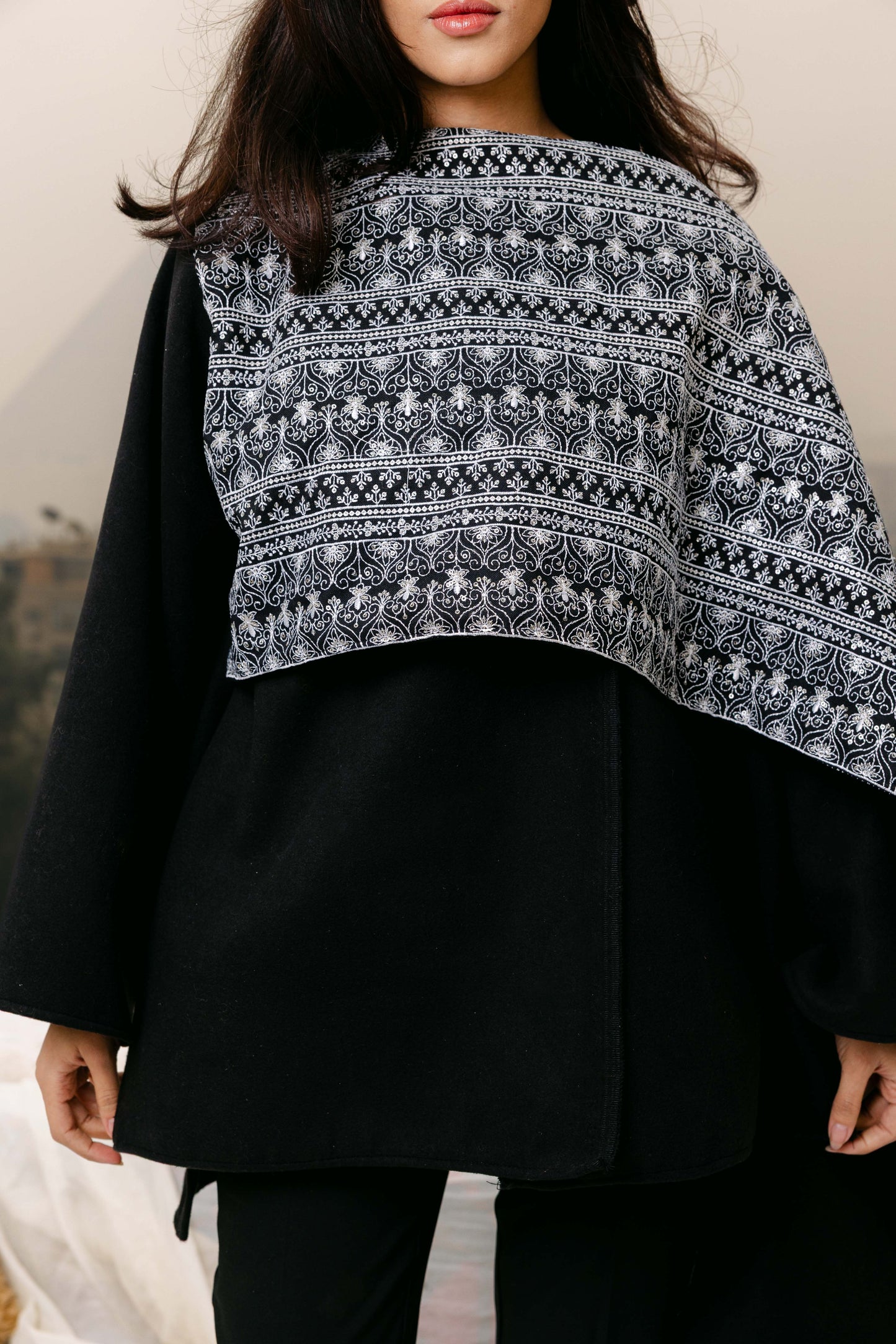 Amber jacket with attachable scarf