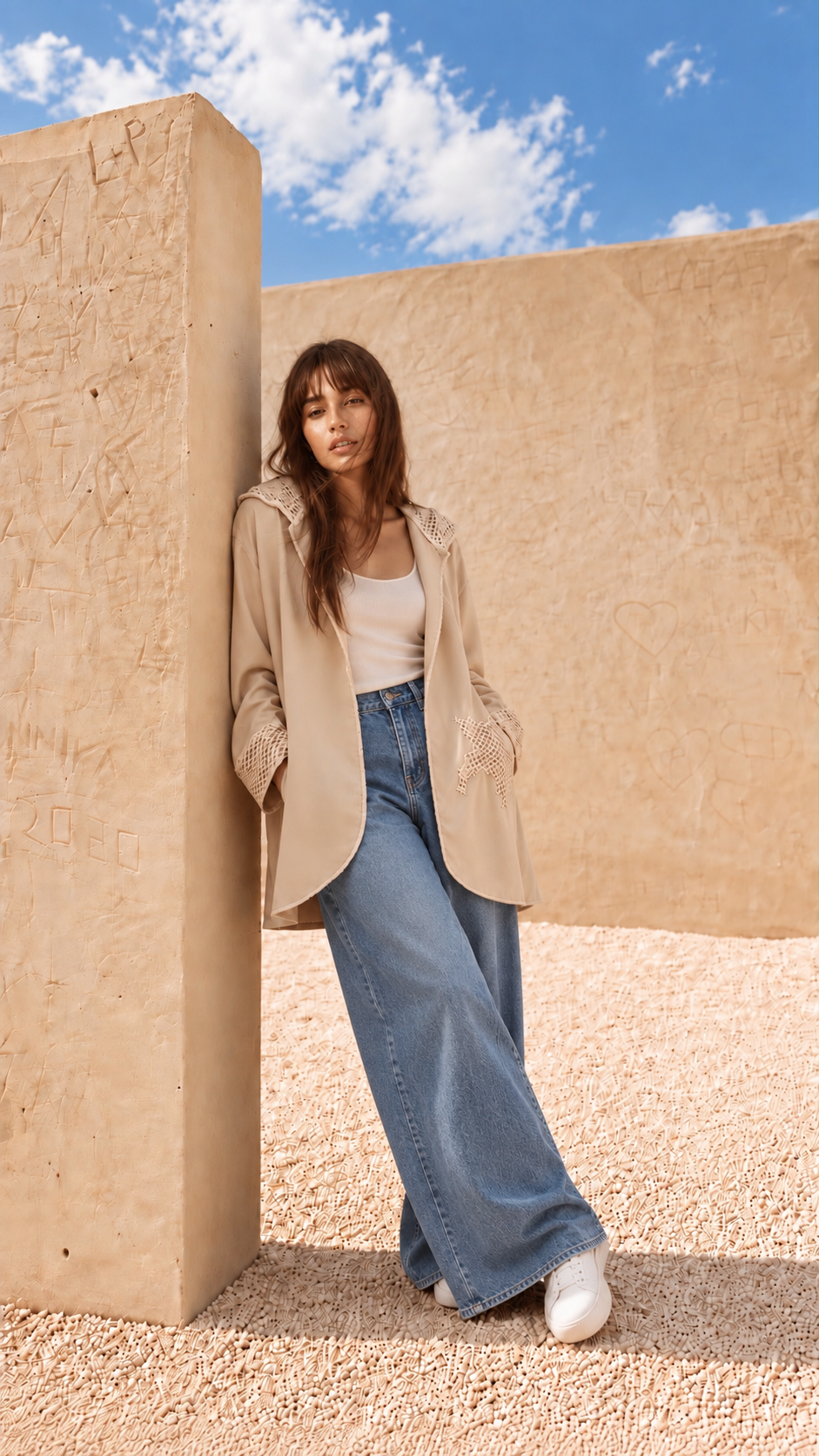 Blig star in beige cardigan