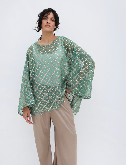 Mirror top in turquoise