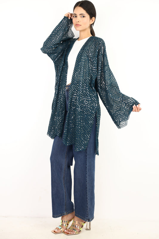 Full moon cardigen in petrol blue