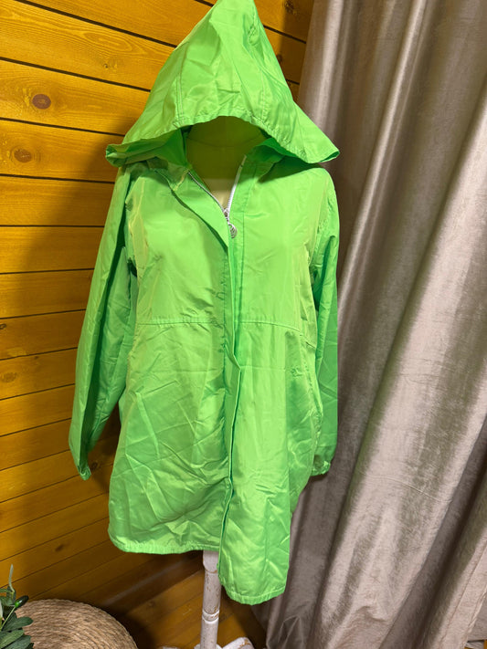 Waterproof neon green jacket