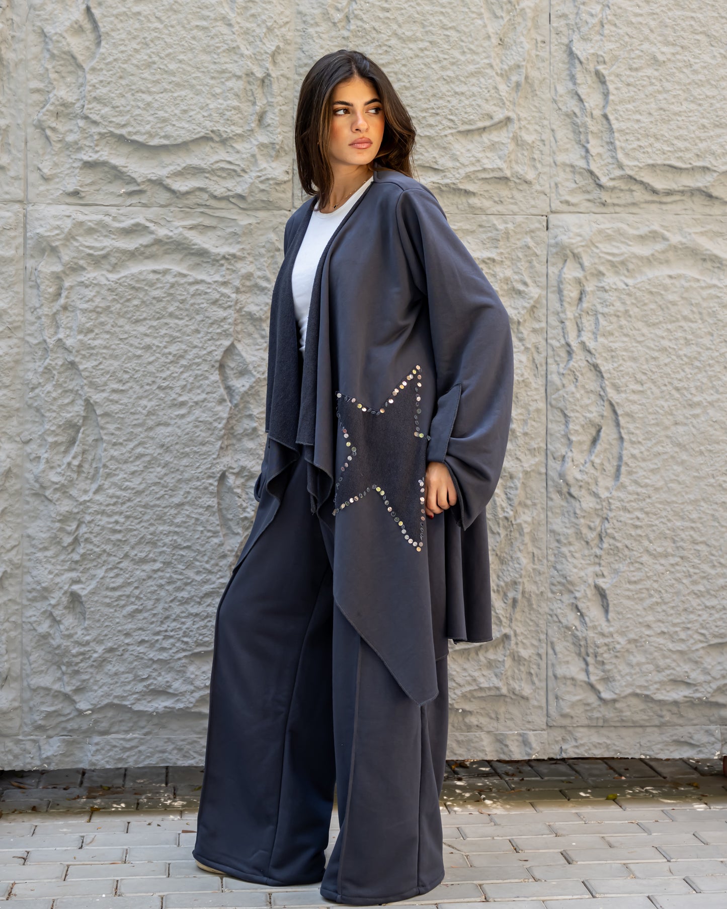 Star allure wide leg pants in grey