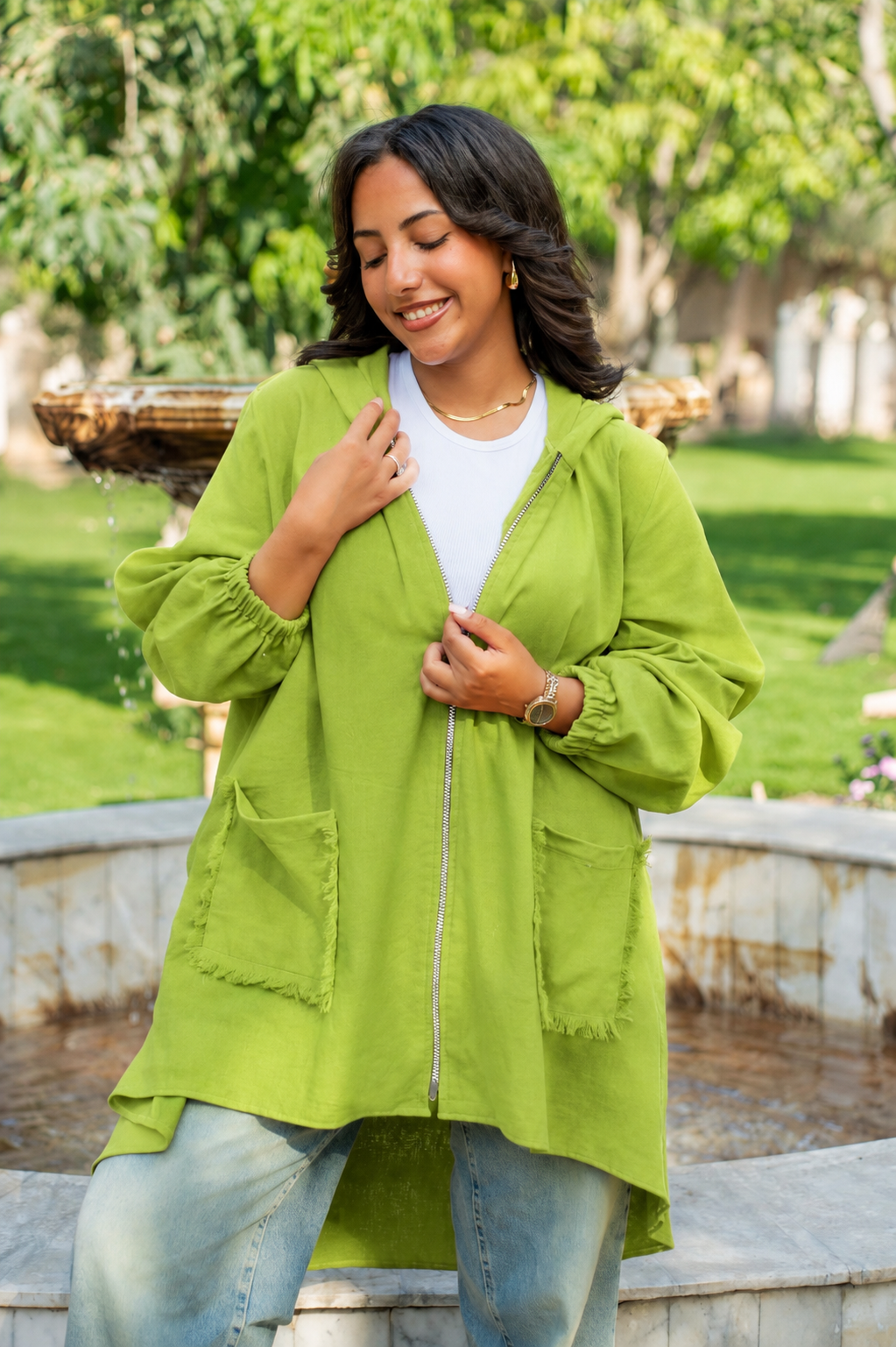 Sol zip top in apple green