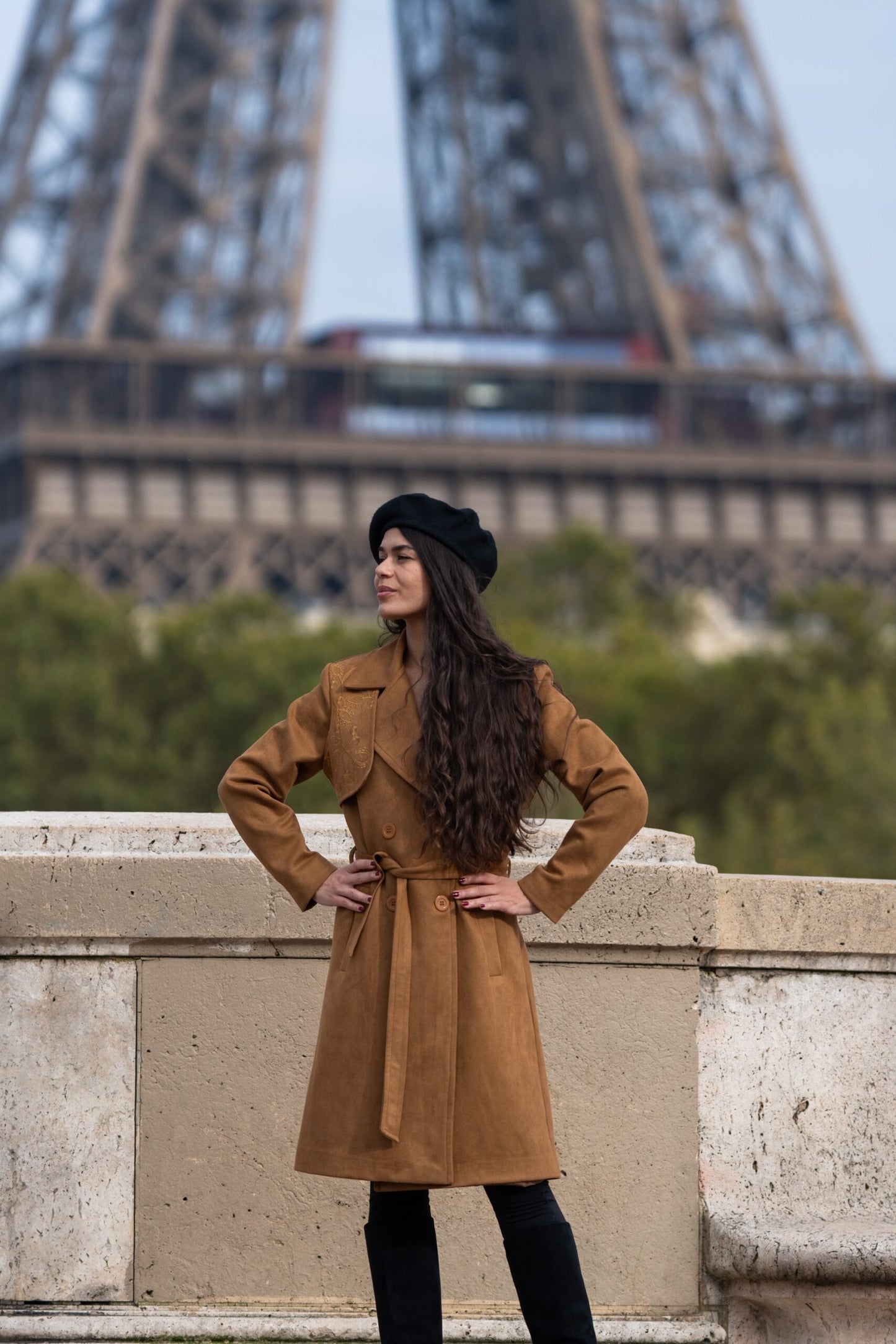 Strasbourg Suede brown embroidered coat