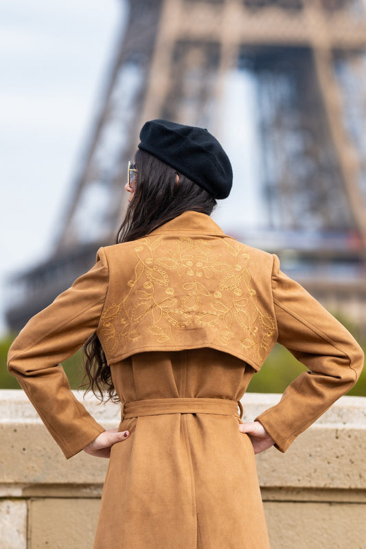 Strasbourg Suede brown embroidered coat