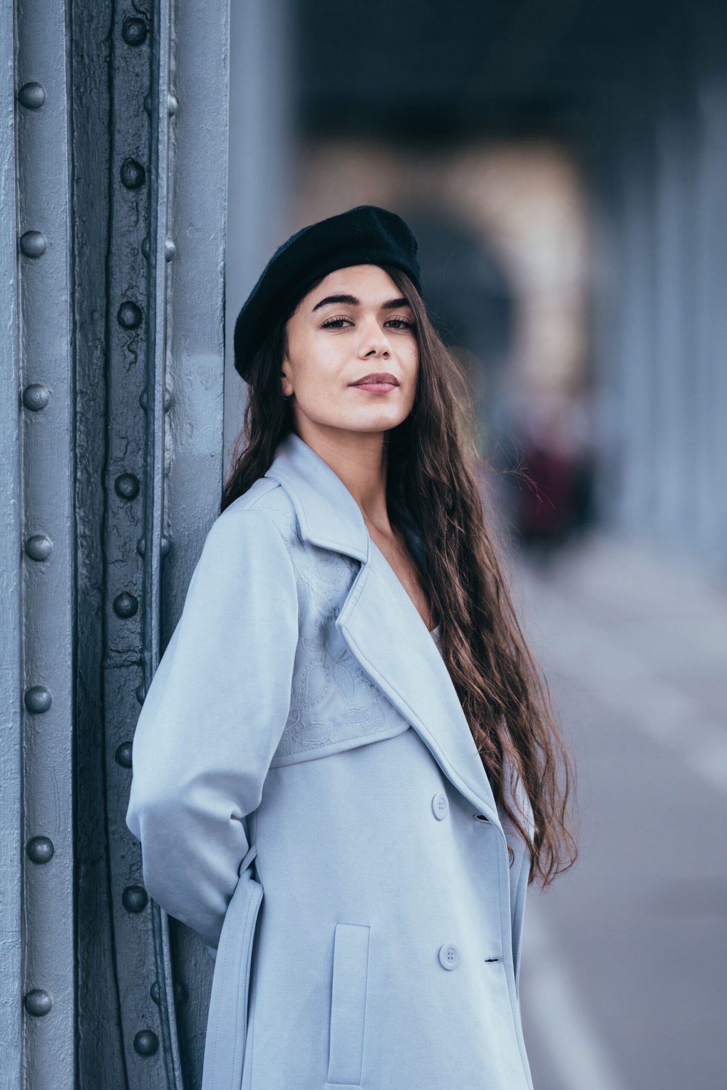 Strasbourg  grey suede embroidered coat