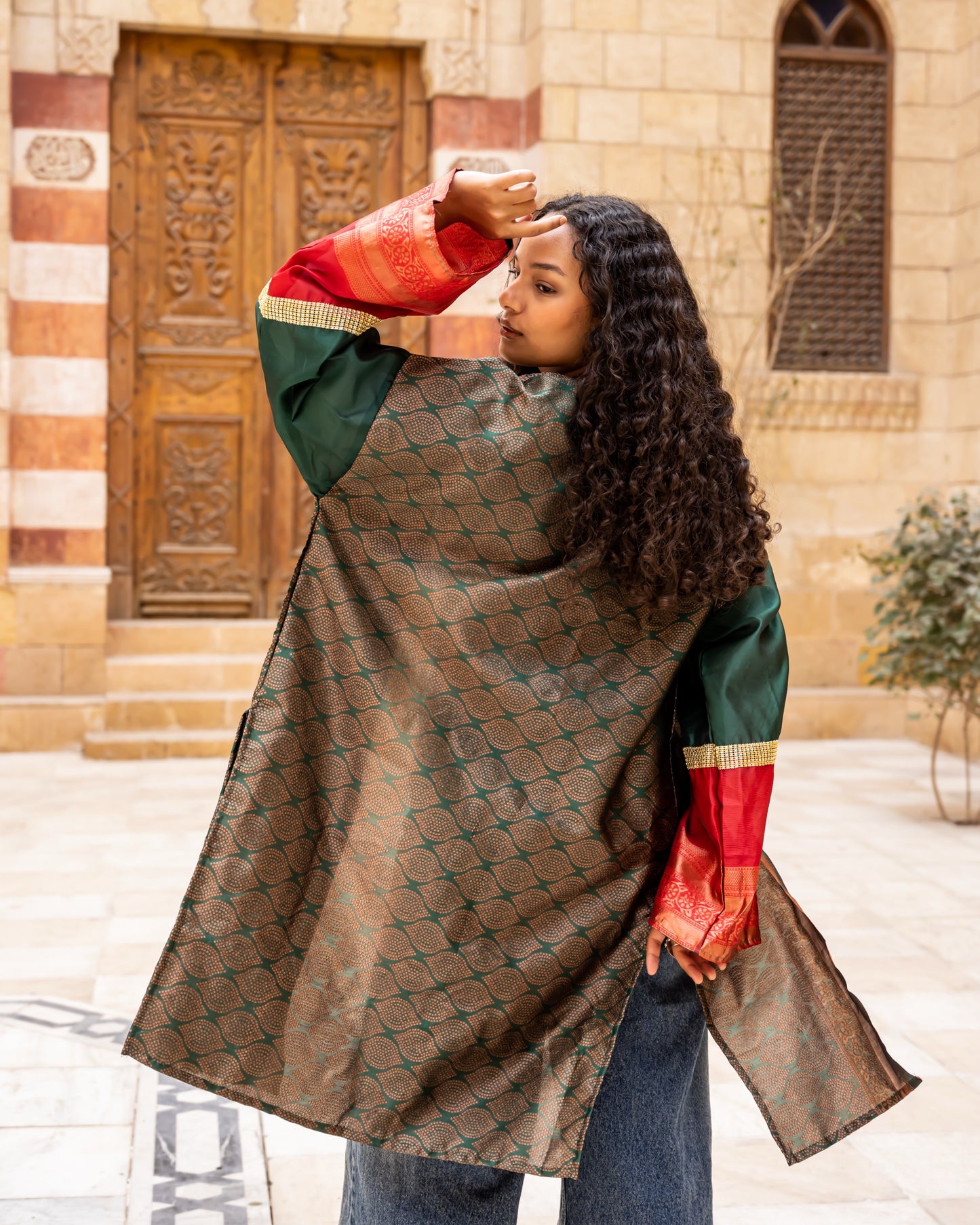 Royal silk cardigen in green