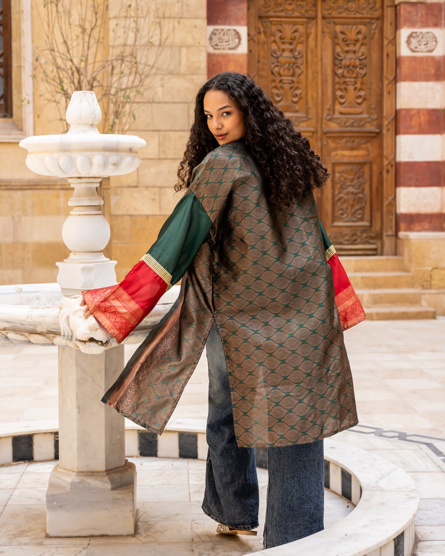 Royal silk cardigen in green