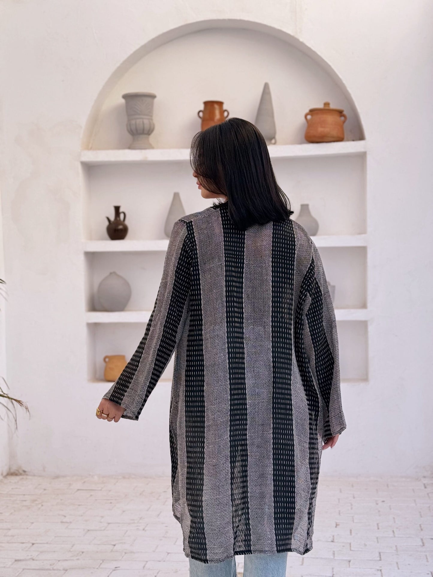 Black & white linen cardigen