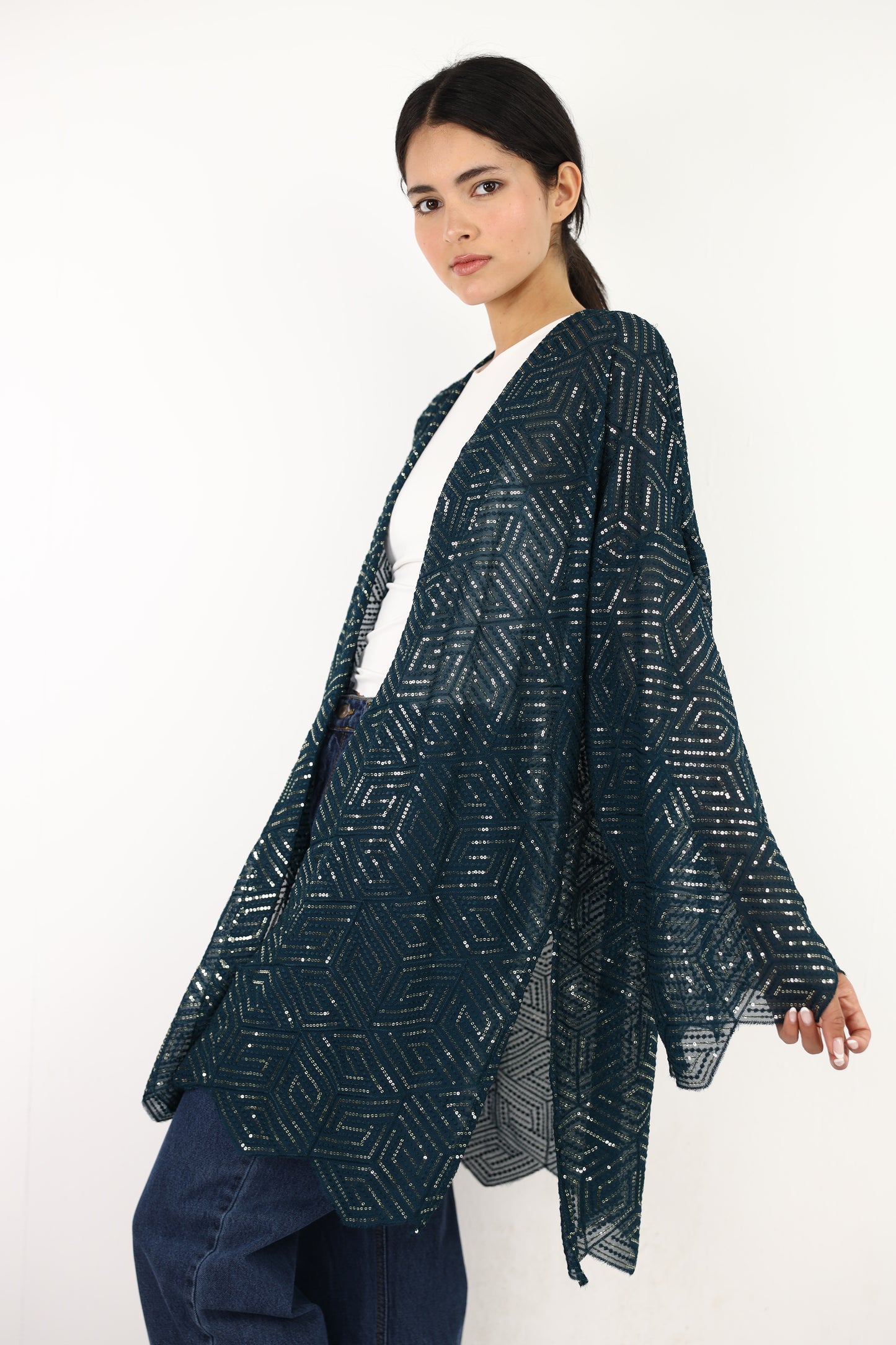 Full moon cardigen in petrol blue