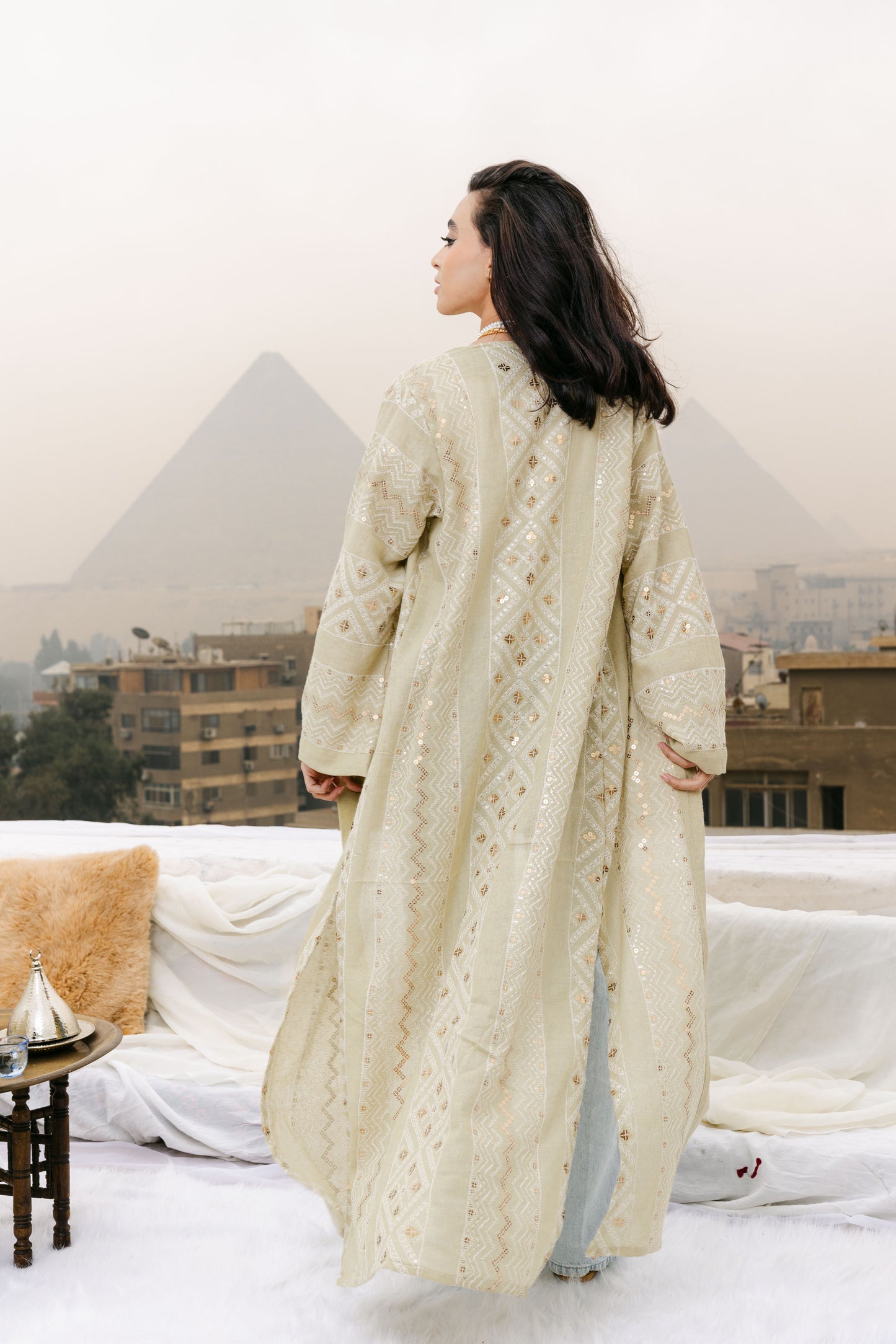 Jamila kaftan in sage green
