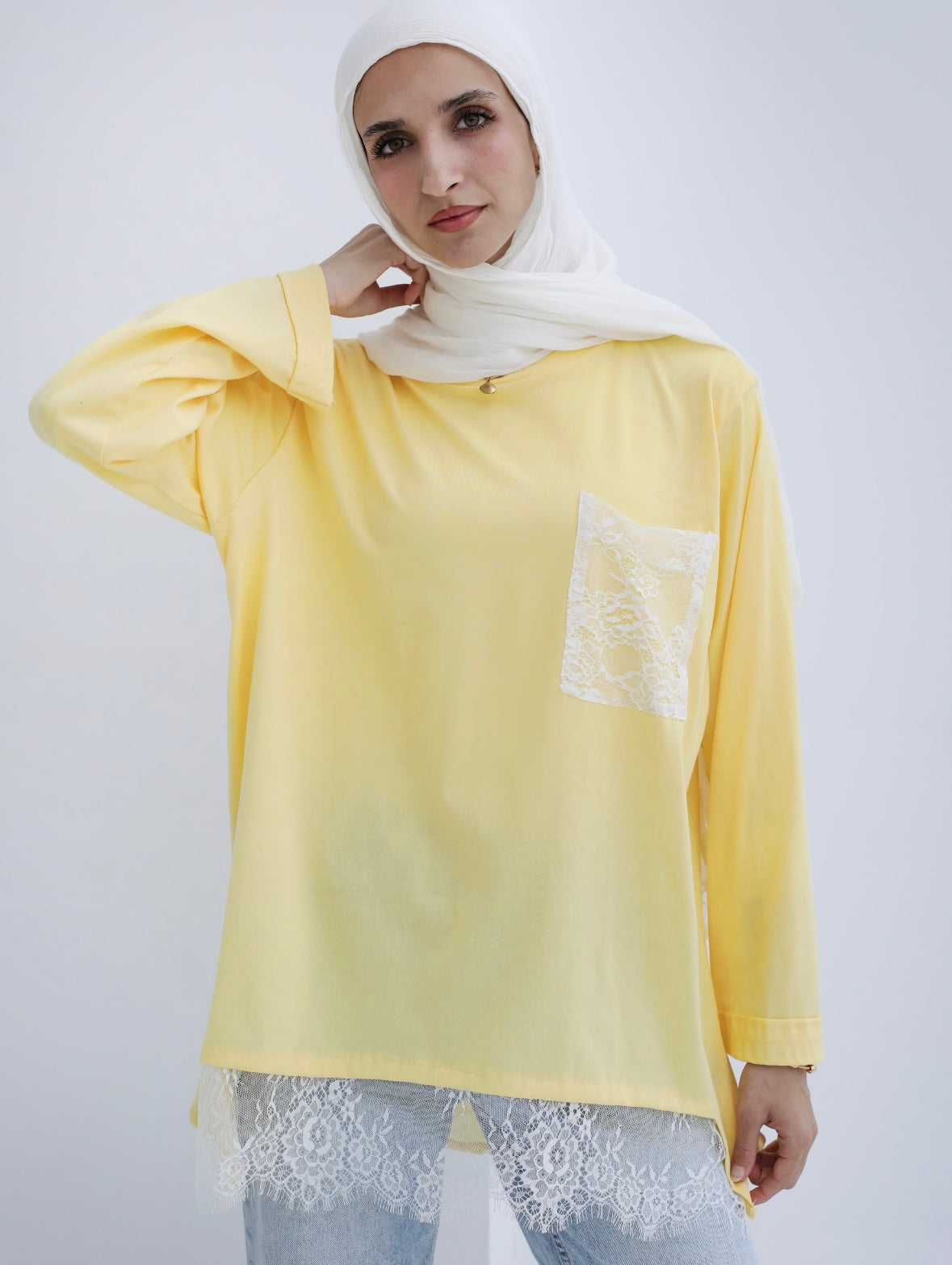 Yellow Lace Cotton Shirt
