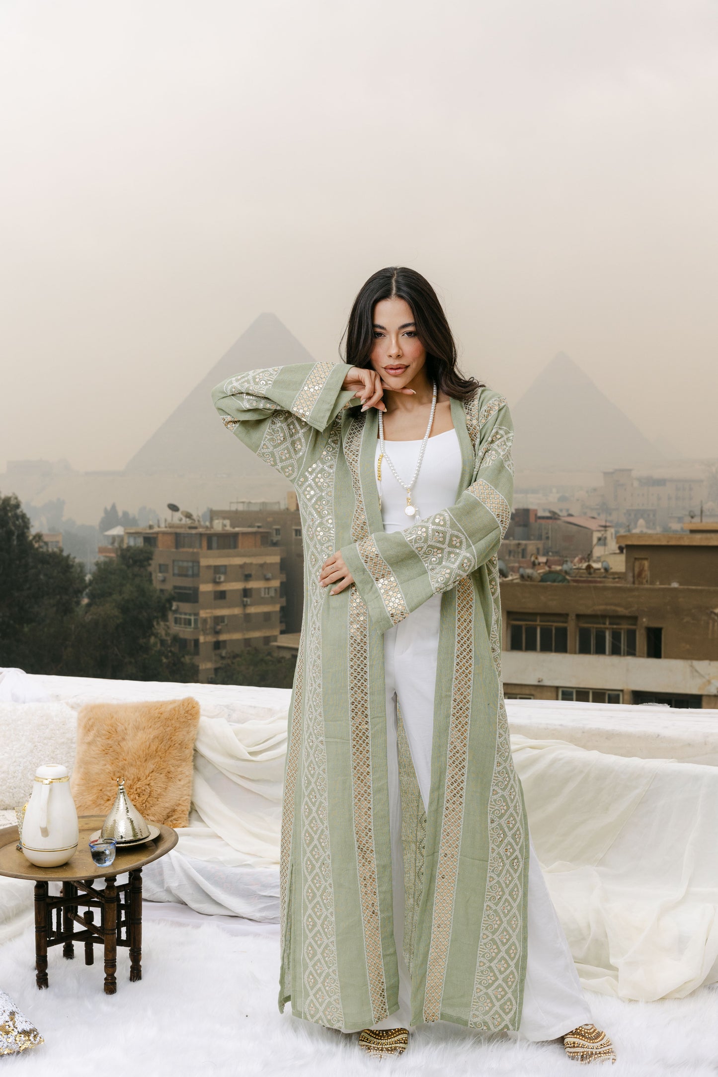 Jamila kaftan in mint green