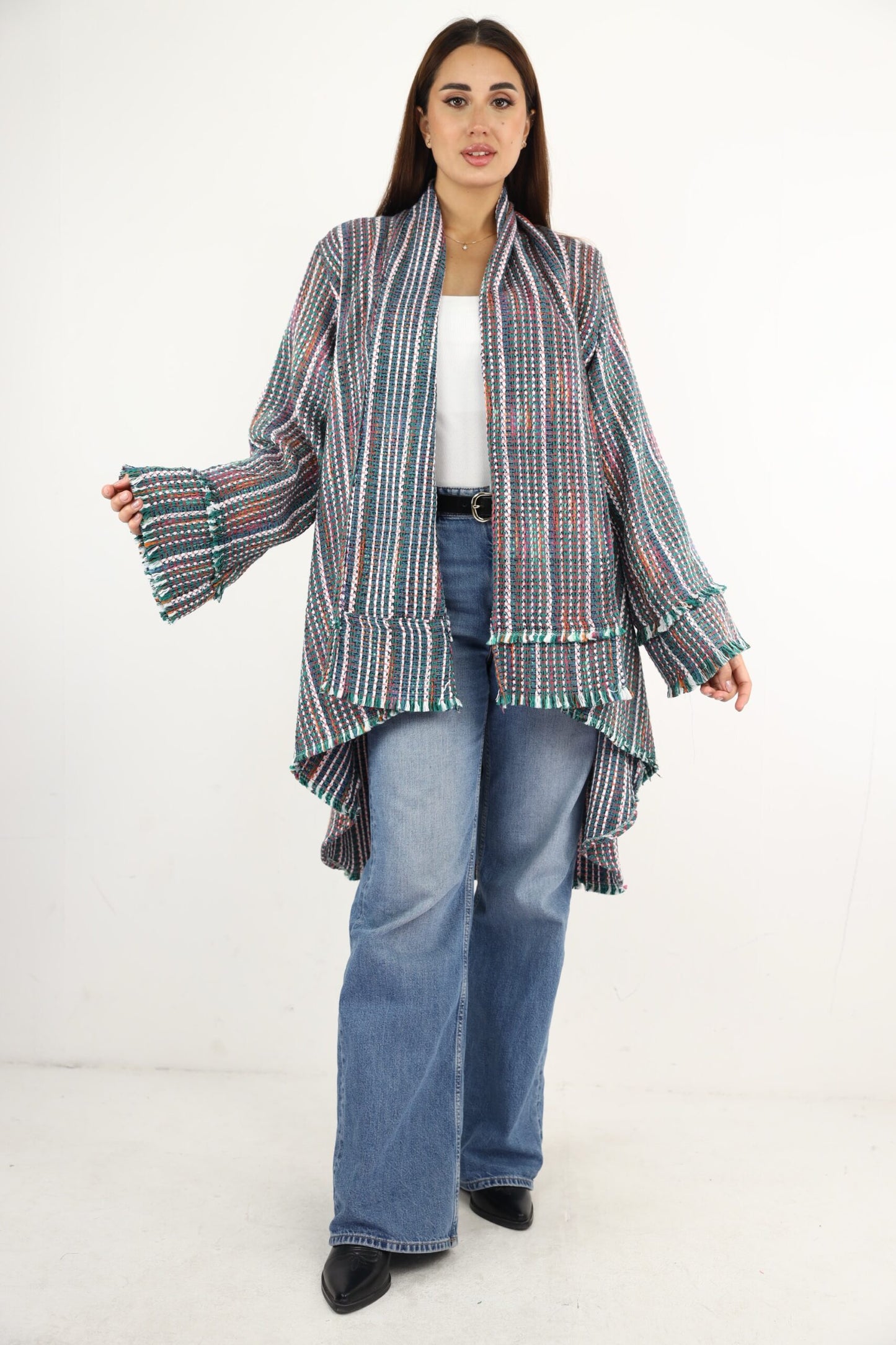 Tweed jacket with attachable scarf
