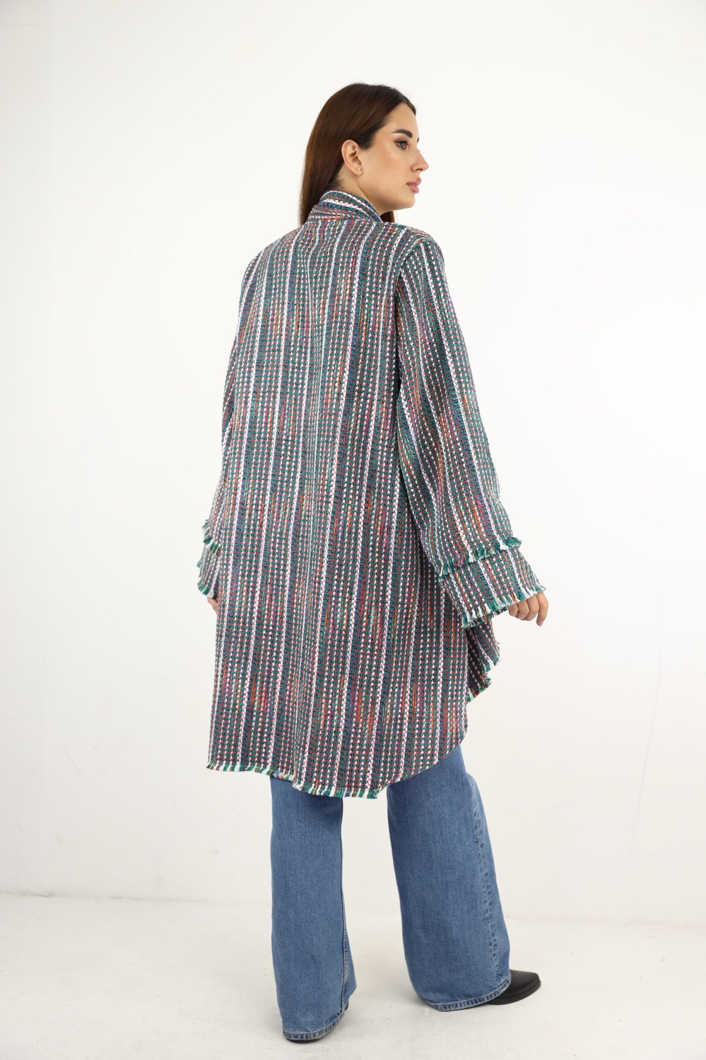 Tweed jacket with attachable scarf