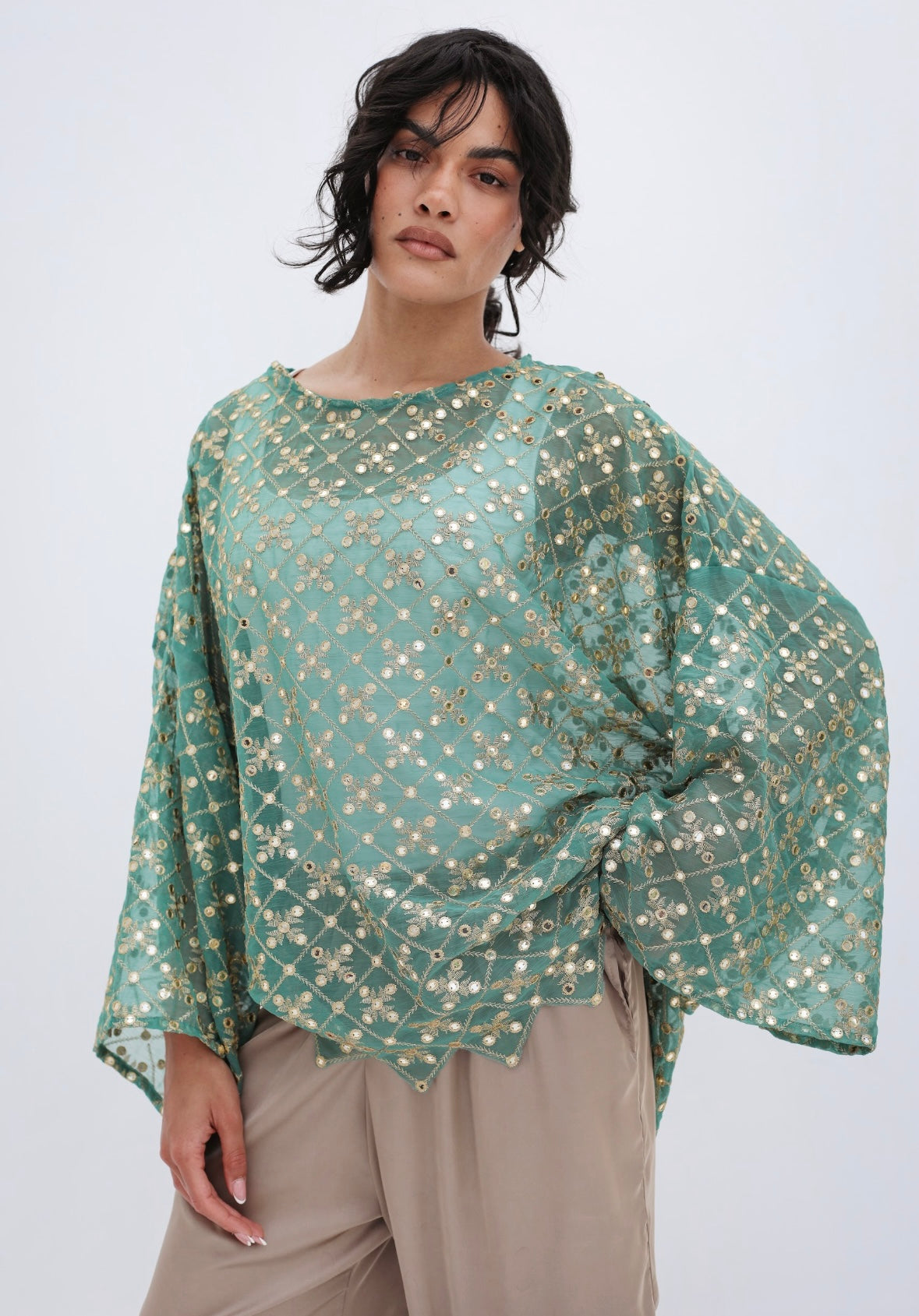 Mirror top in turquoise