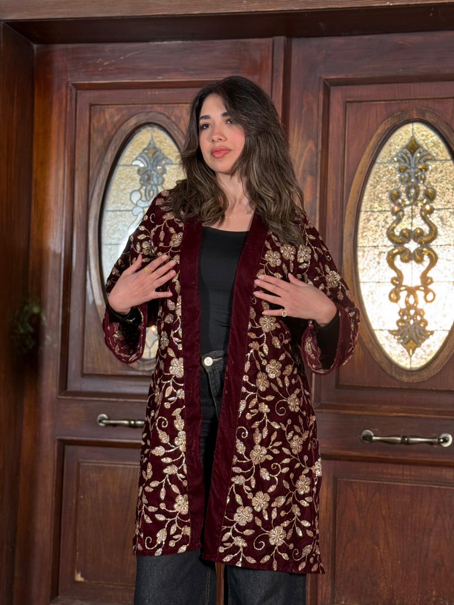 Farha cardigen in burgandy