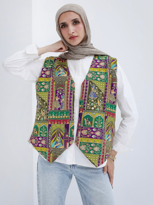 Boho vest in lime