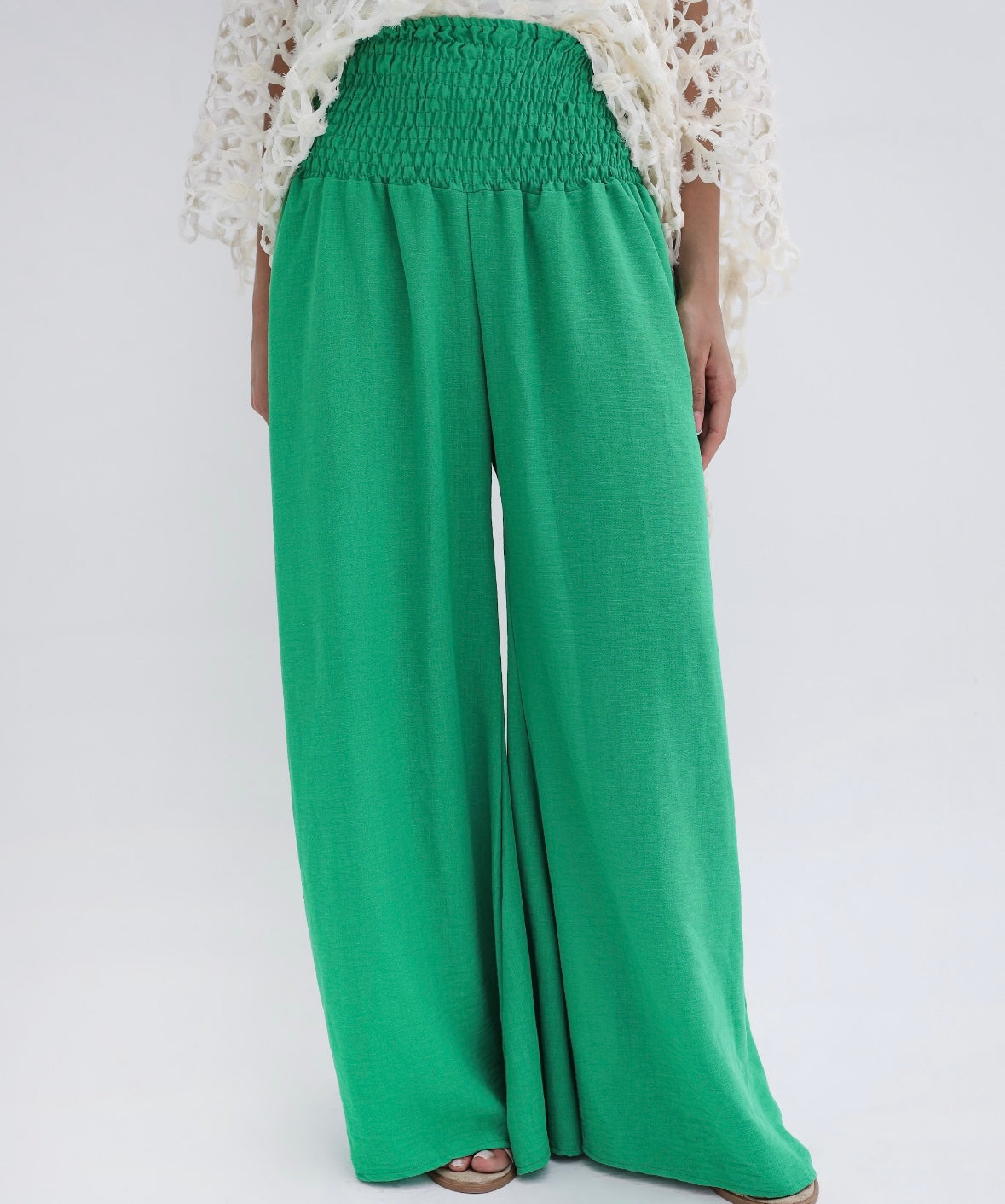 Wide leg Green linen pants