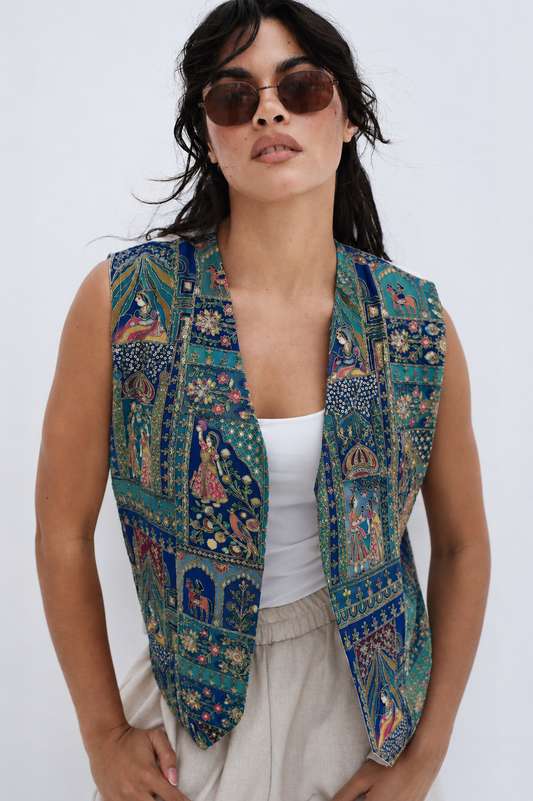 Boho vest in turquoise