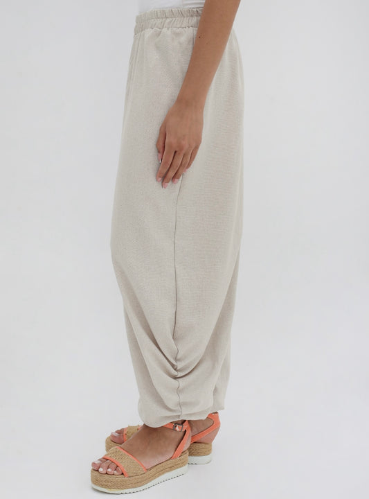 Ballon Beige Linen Pants
