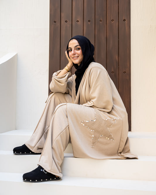 Star allure wide leg pants in beige