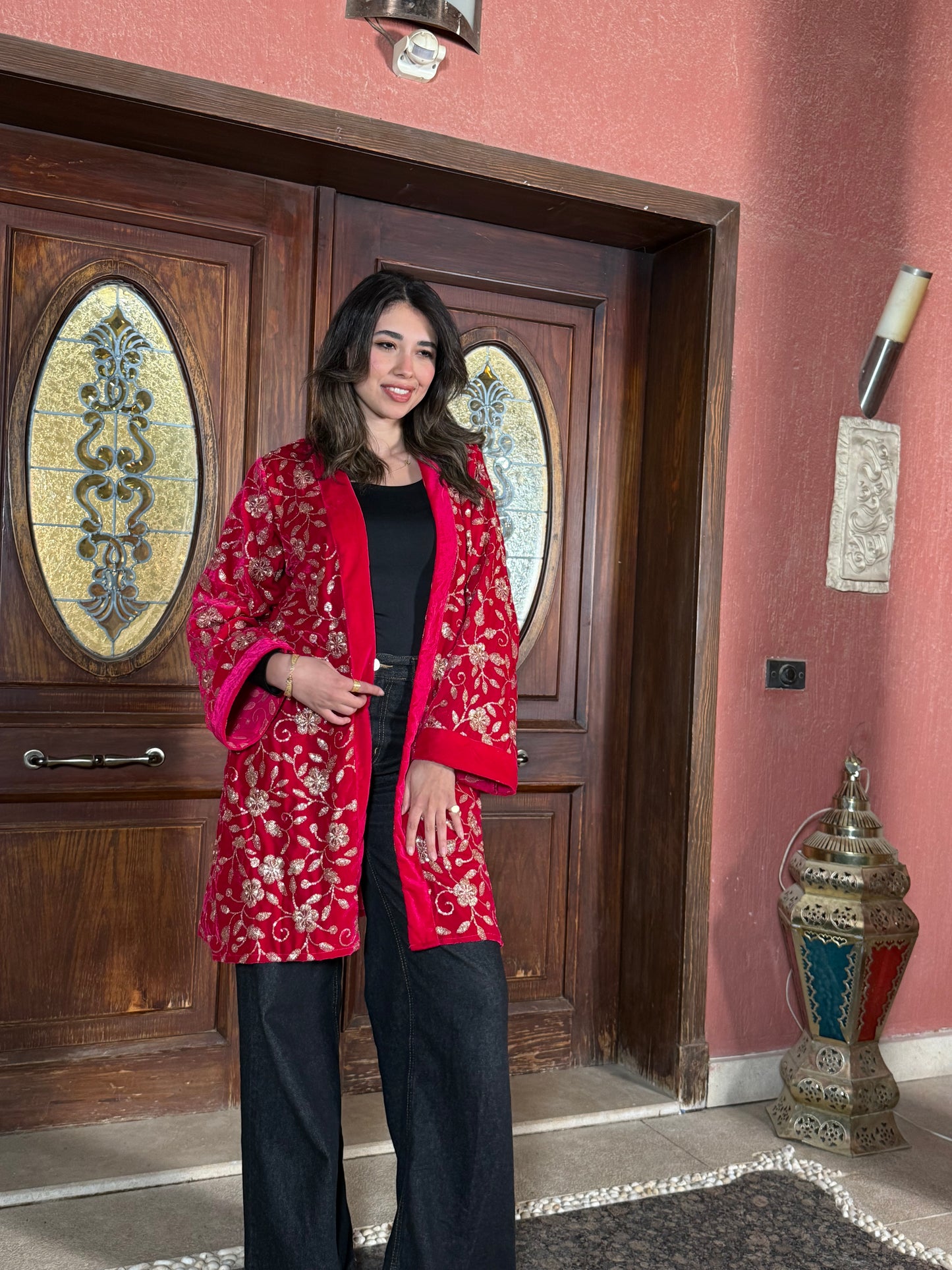 Farha cardigen in red