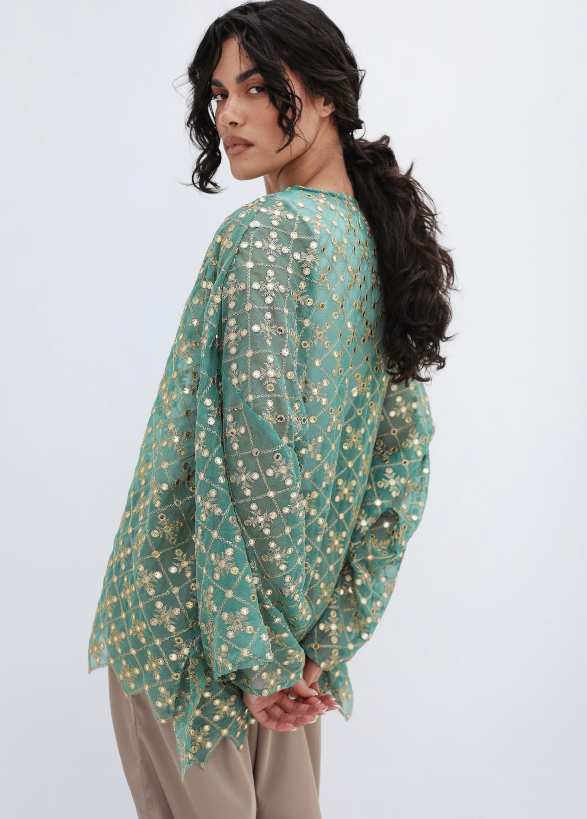 Mirror top in turquoise