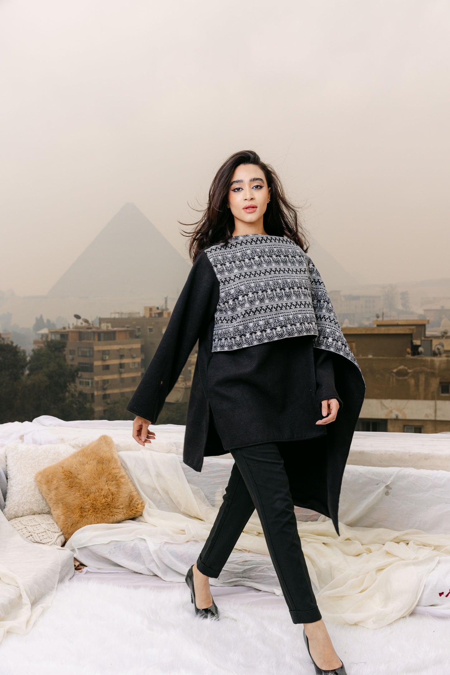 Amber jacket with attachable scarf