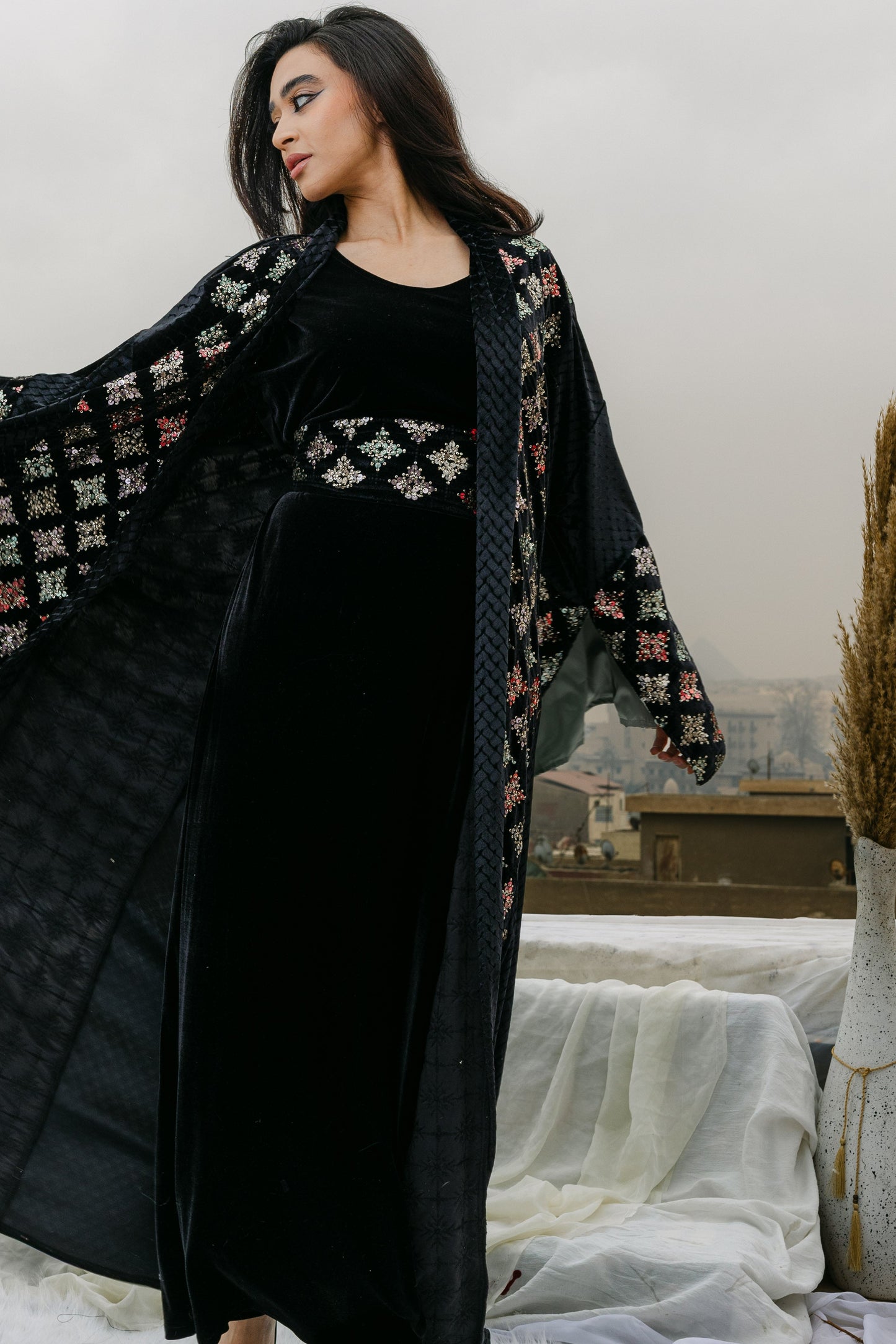 Black velvet bazic dress