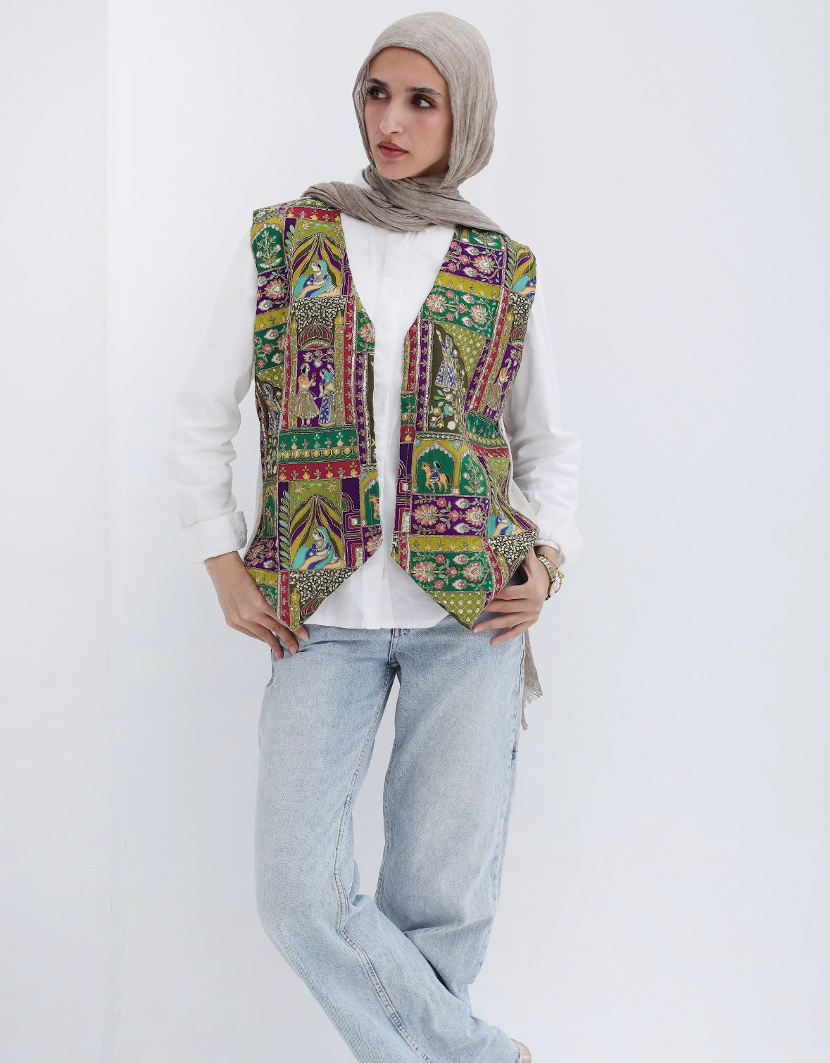 Boho vest in lime
