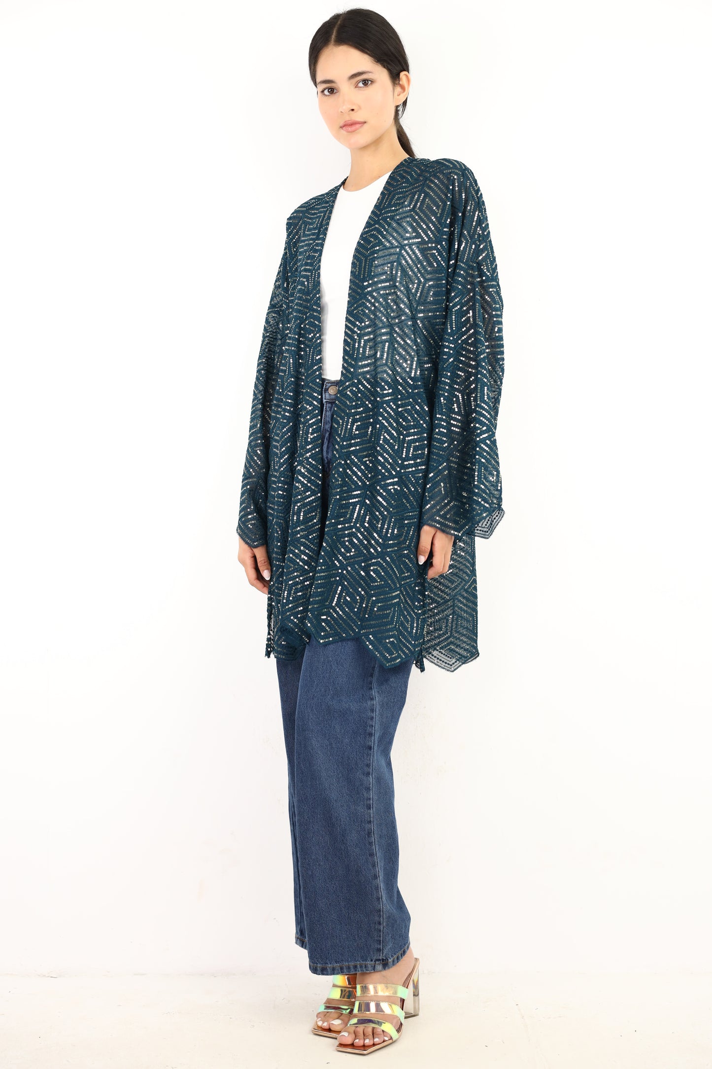 Full moon cardigen in petrol blue