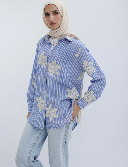 Blue Lagoon Crochet Shirt