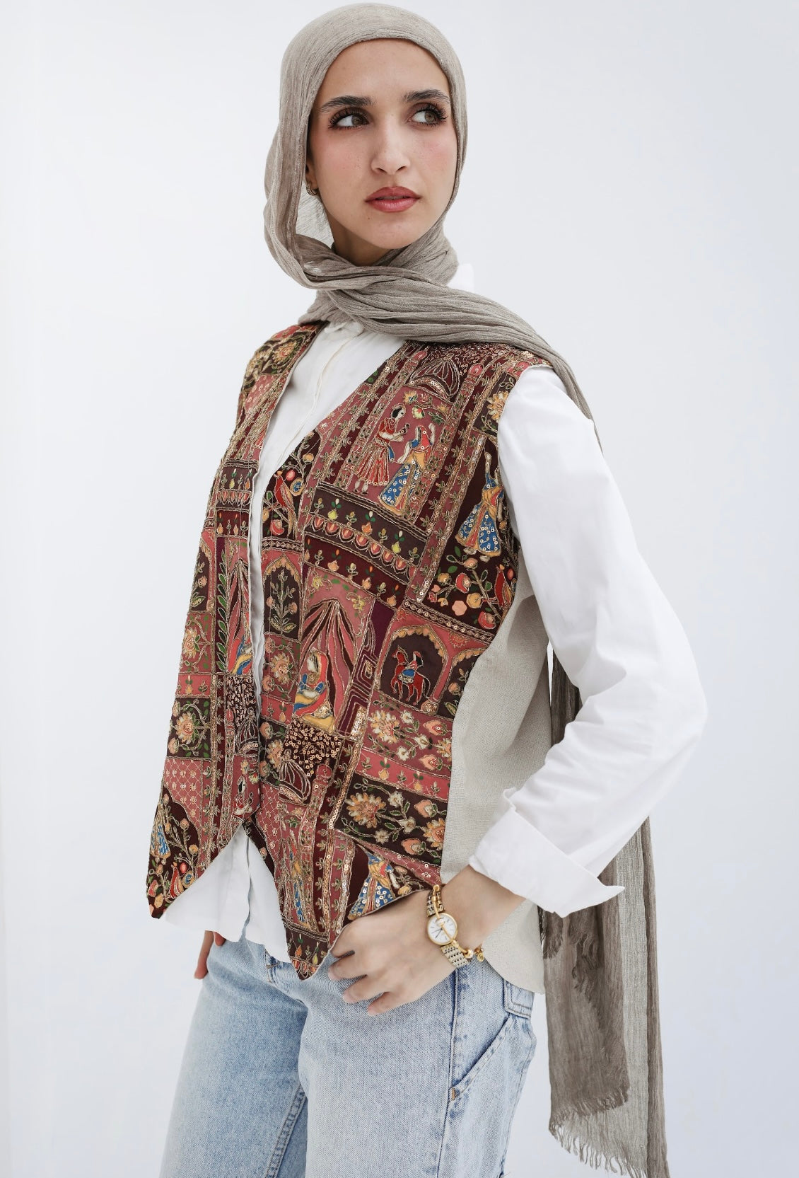 Boho vest in brick