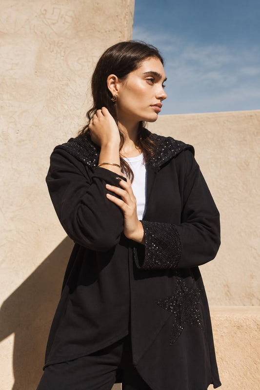 Bling Star Cardigan in black