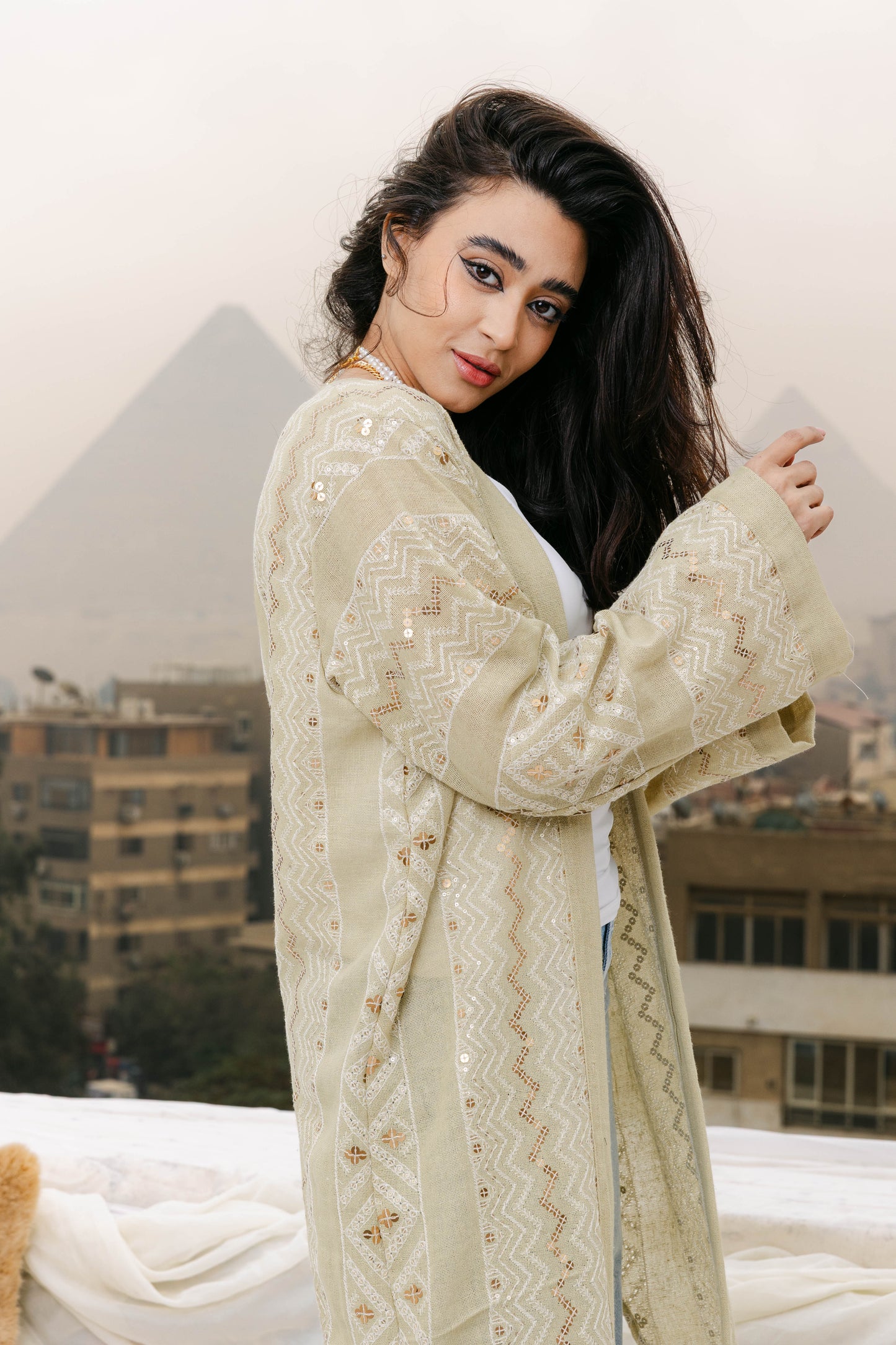 Jamila kaftan in sage green