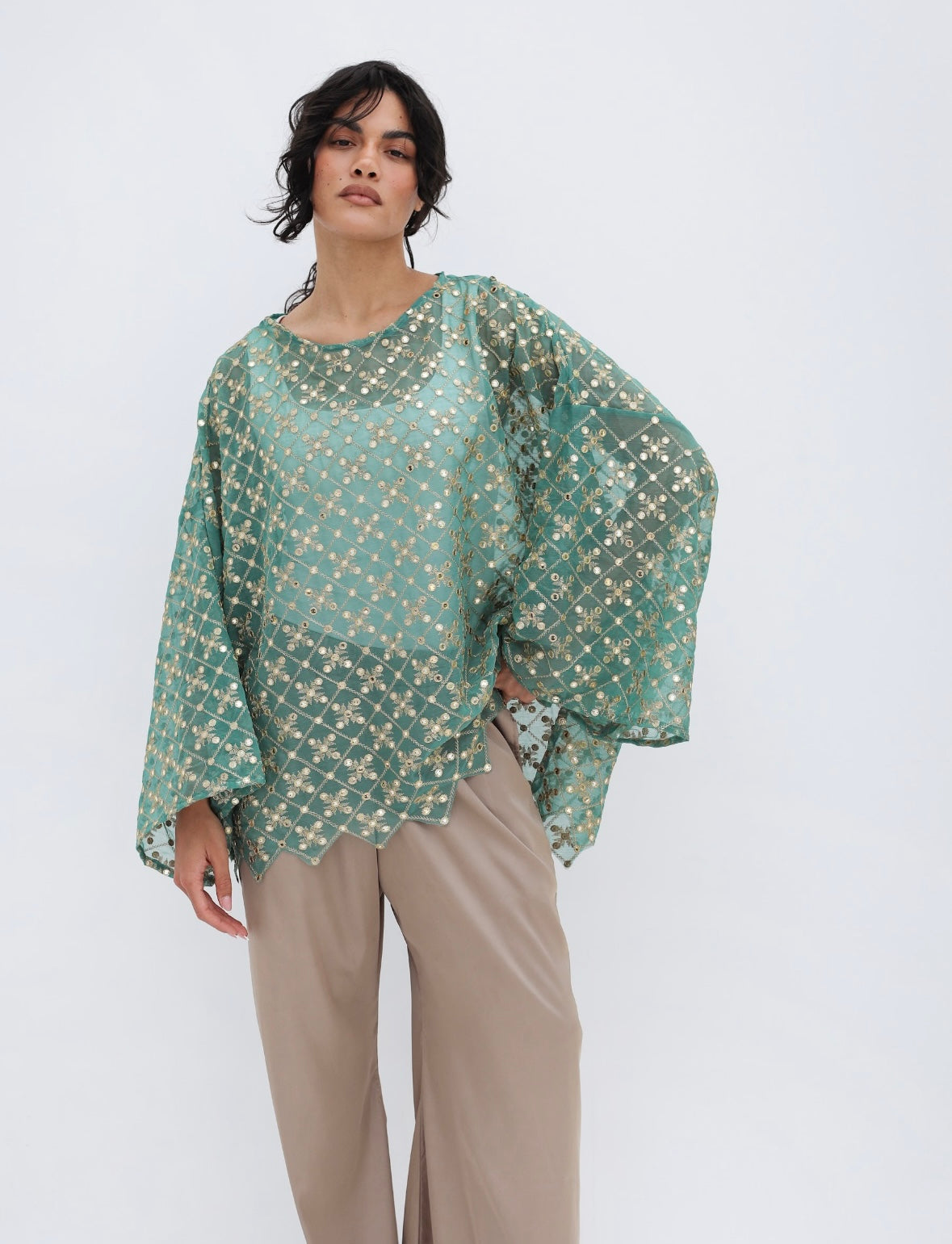 Mirror top in turquoise