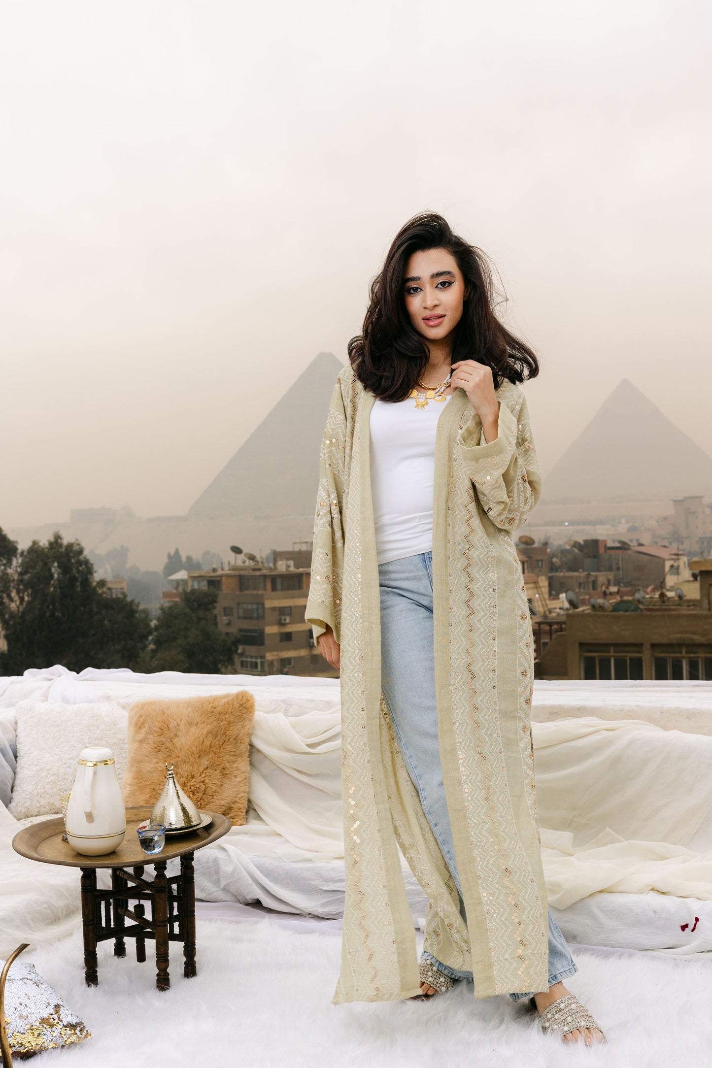 Jamila kaftan in sage green