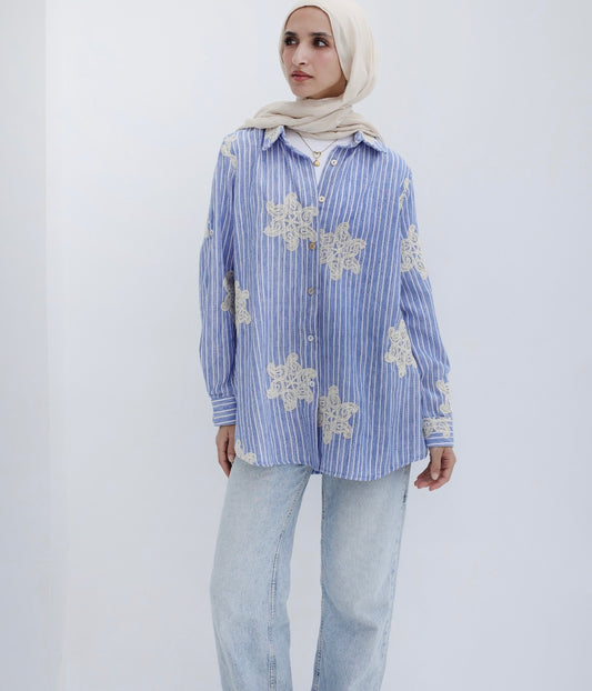 Blue Lagoon Crochet Shirt
