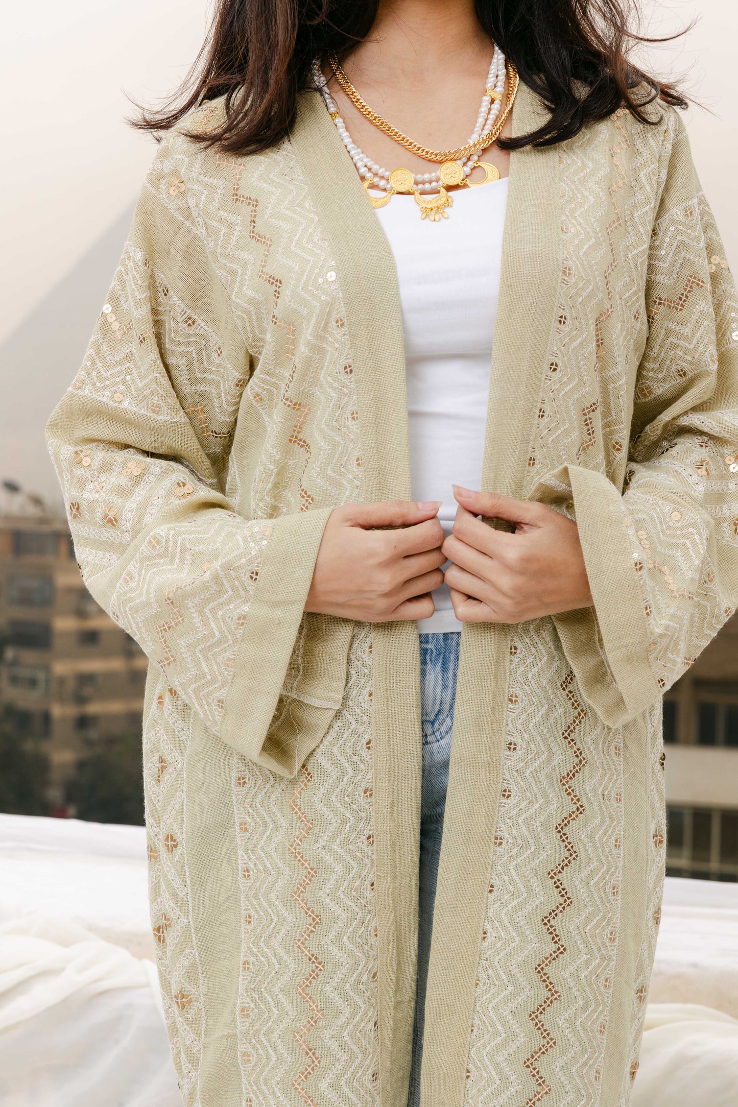 Jamila kaftan in sage green