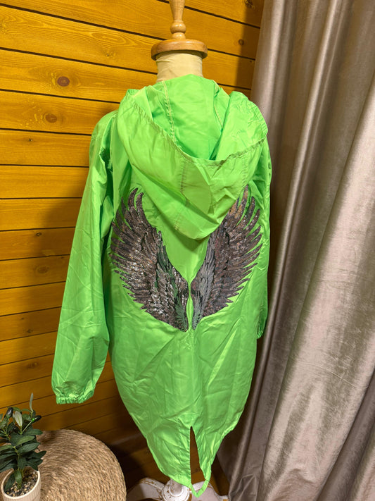 Waterproof neon green jacket