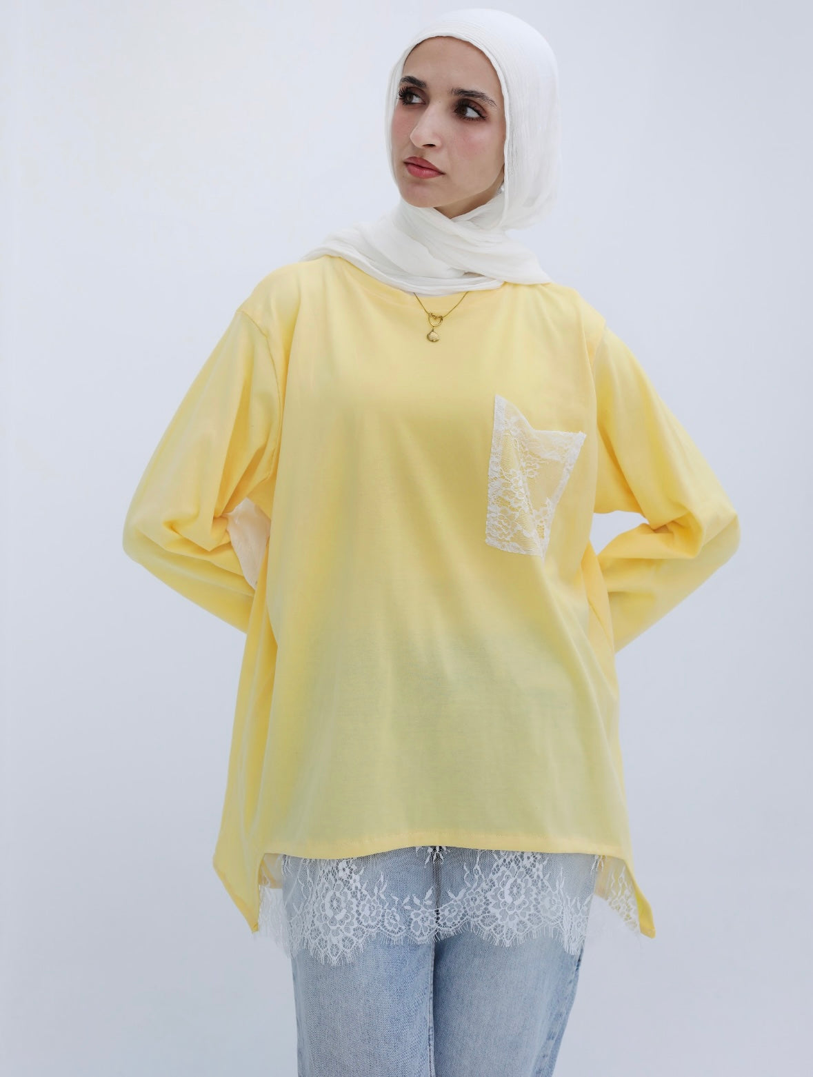 Yellow Lace Cotton Shirt