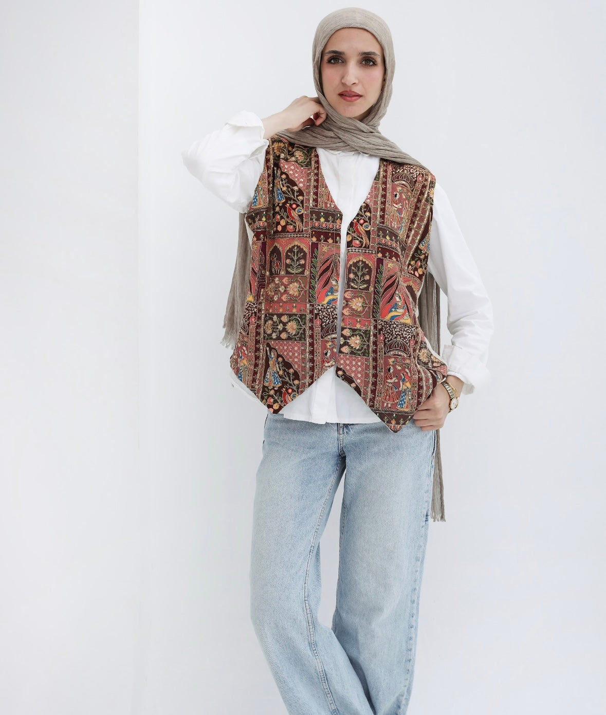 Boho vest in brick