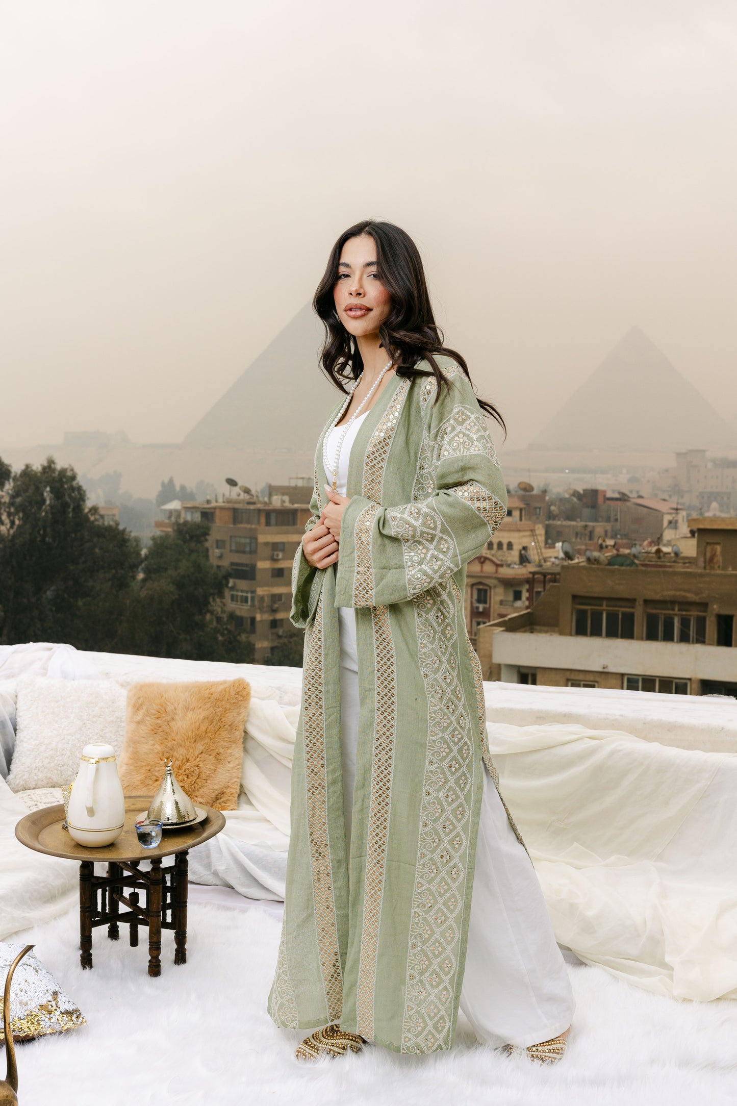 Jamila kaftan in mint green