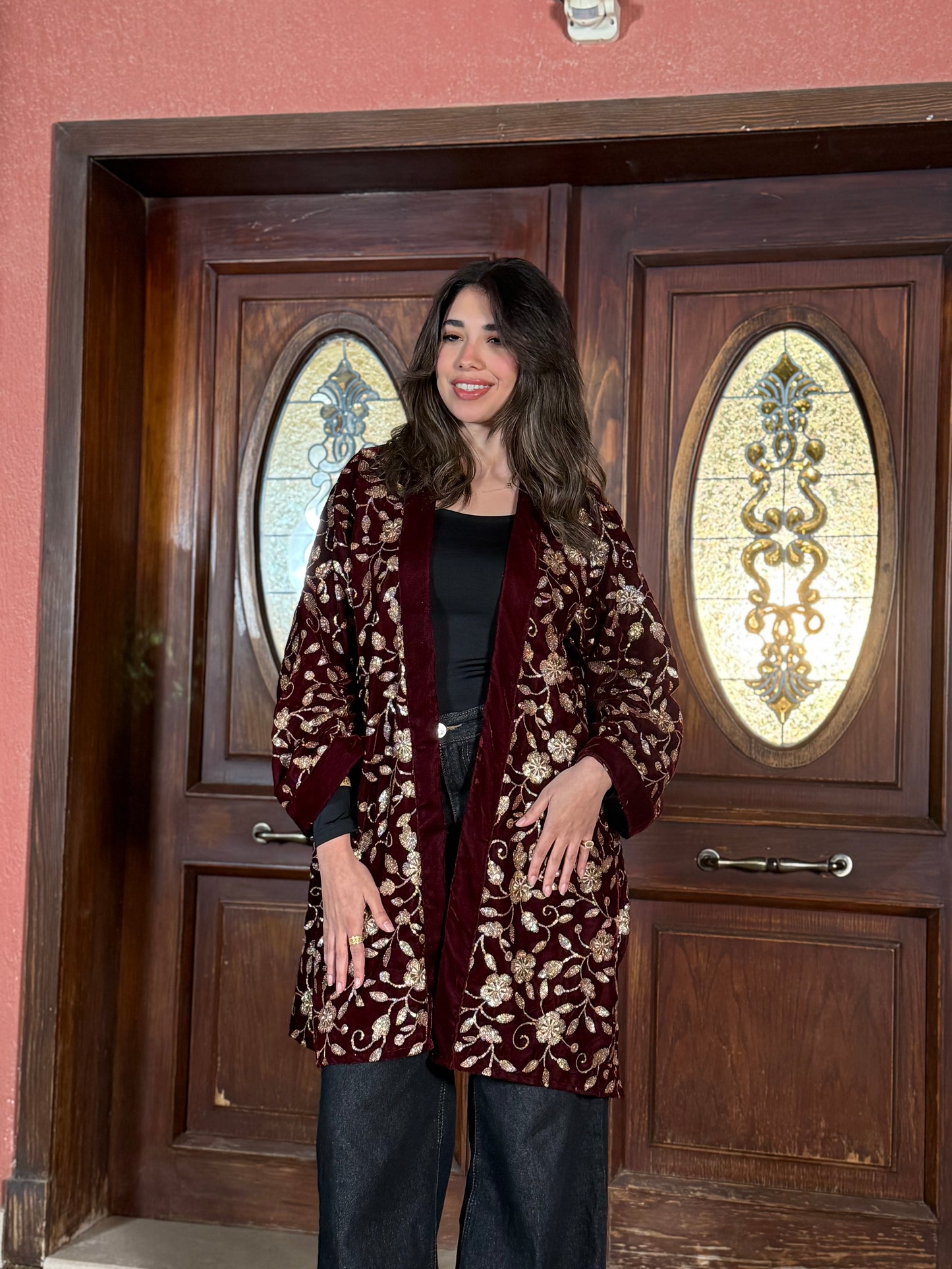 Farha cardigen in burgandy