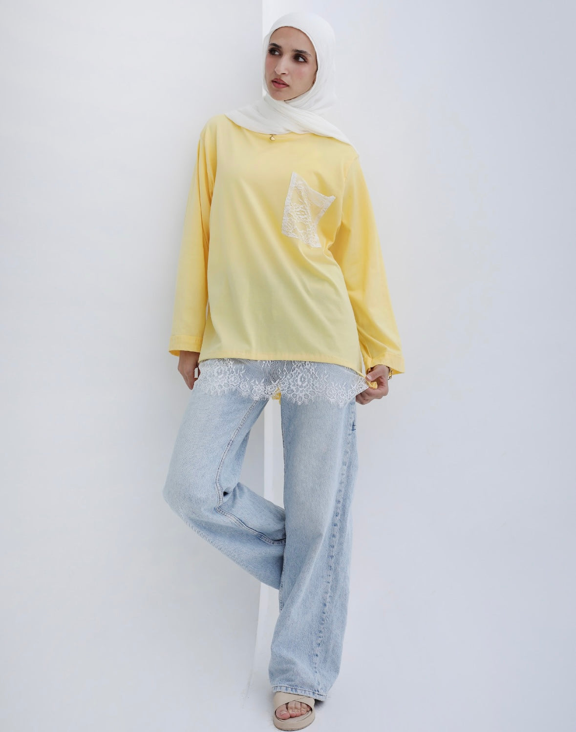 Yellow Lace Cotton Shirt