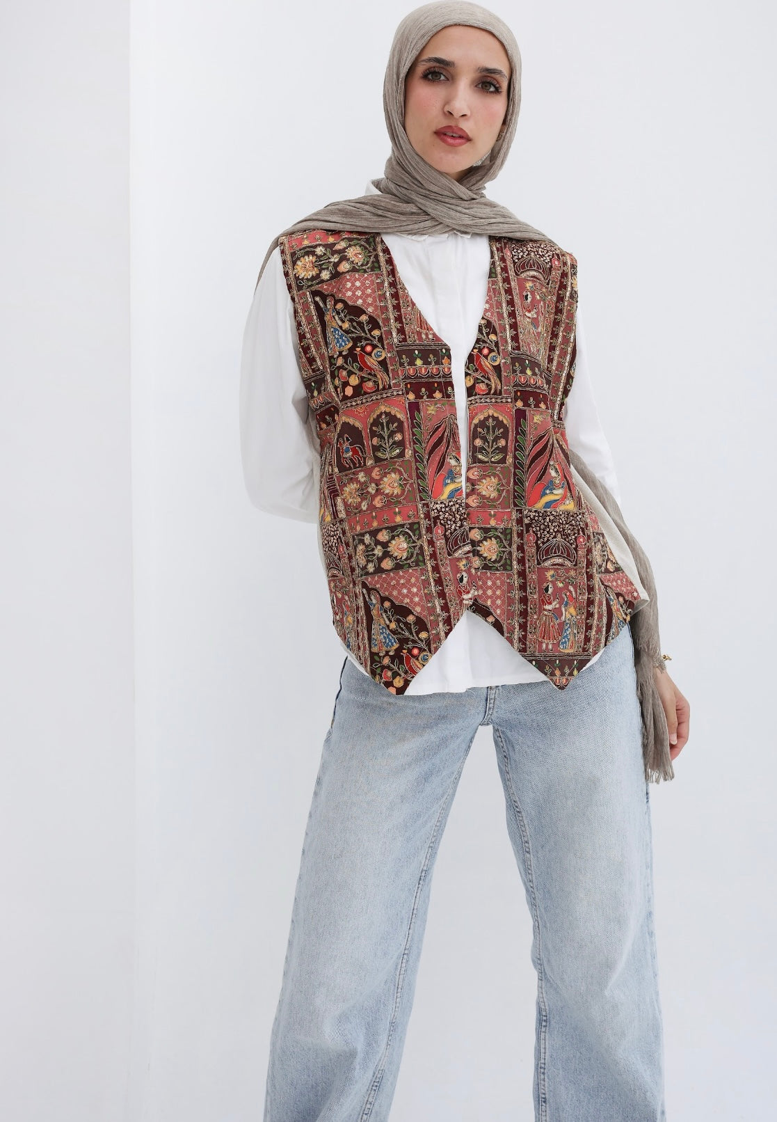 Boho vest in brick