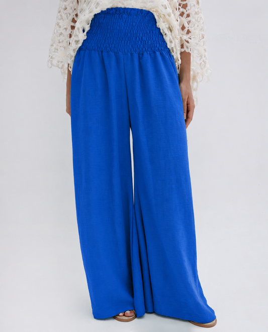 Wide leg Blue linen pants