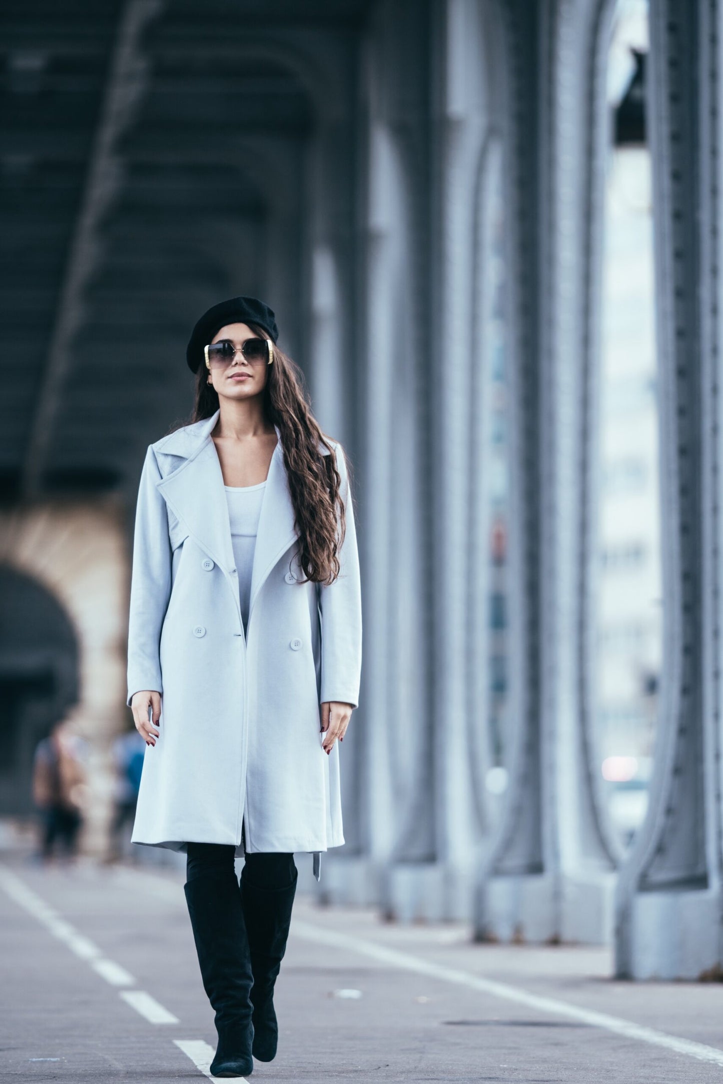 Strasbourg  grey suede embroidered coat