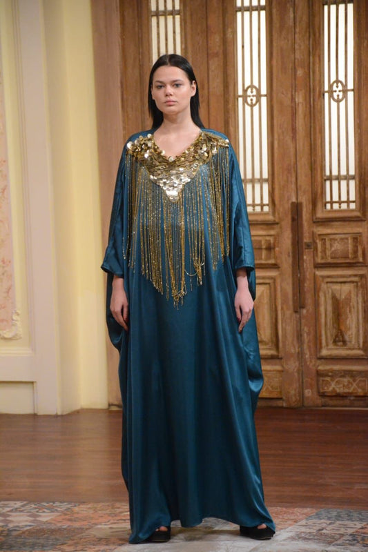 Silk Abaya with sequins and beads